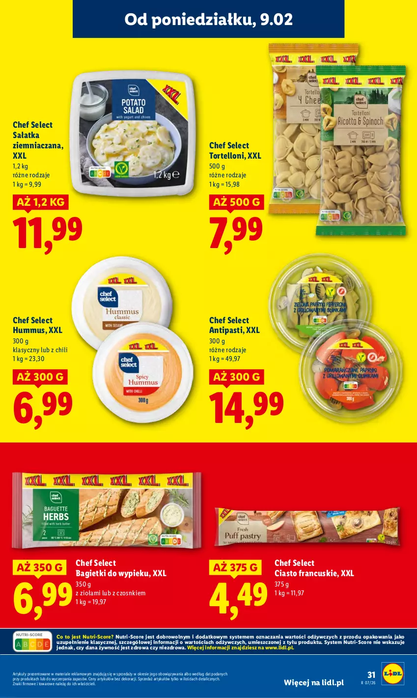 Gazetka promocyjna Lidl - GAZETKA - ważna 09.02 do 11.02.2026 - strona 31 - produkty: Ciasto francuskie, Hummus, Mus, Sałat, Sałatka, Tortelloni