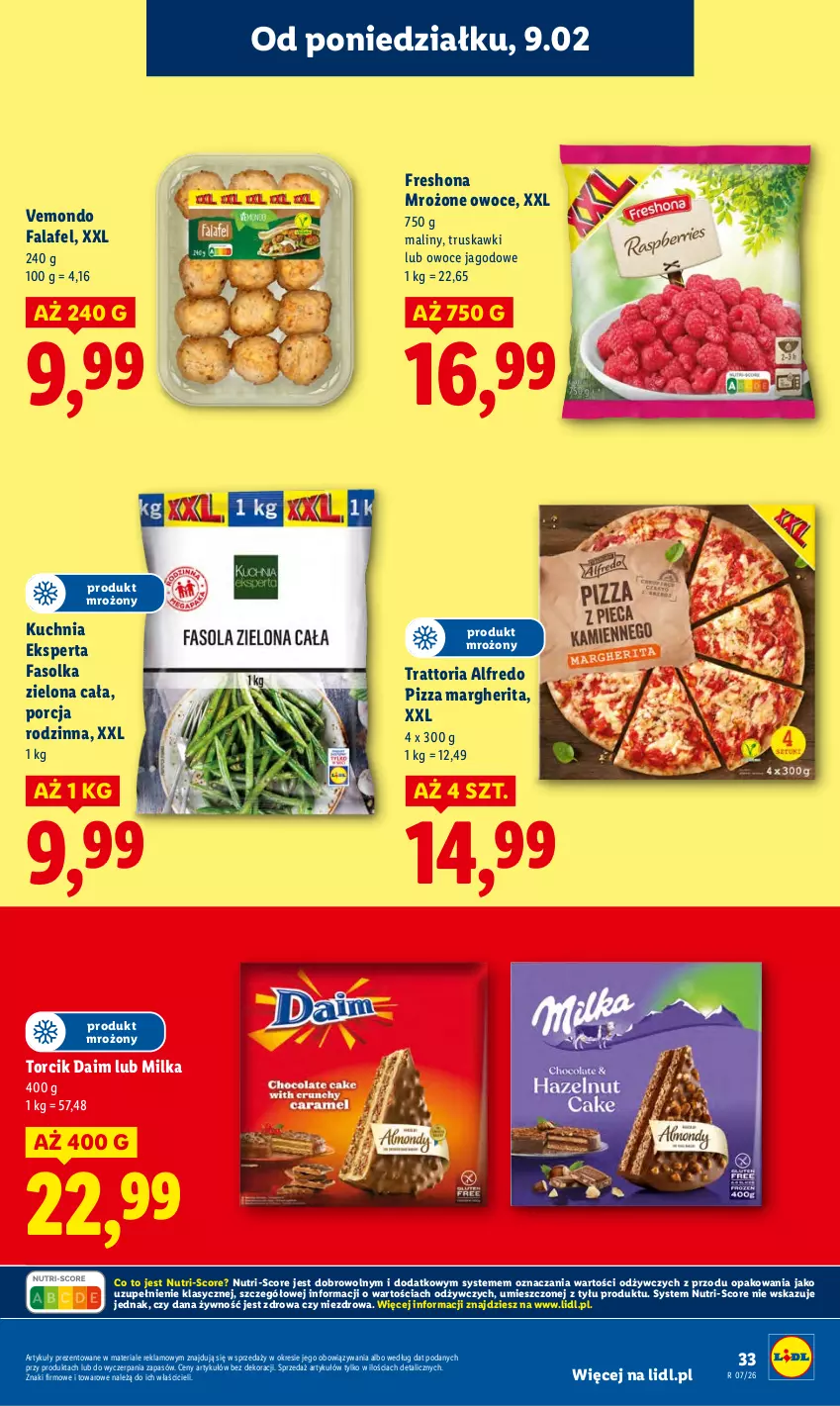 Gazetka promocyjna Lidl - GAZETKA - ważna 09.02 do 11.02.2026 - strona 33 - produkty: Fa, Kuchnia, Maliny, Milka, Owoce, Pizza, Pizza margherita, Por, Truskawki