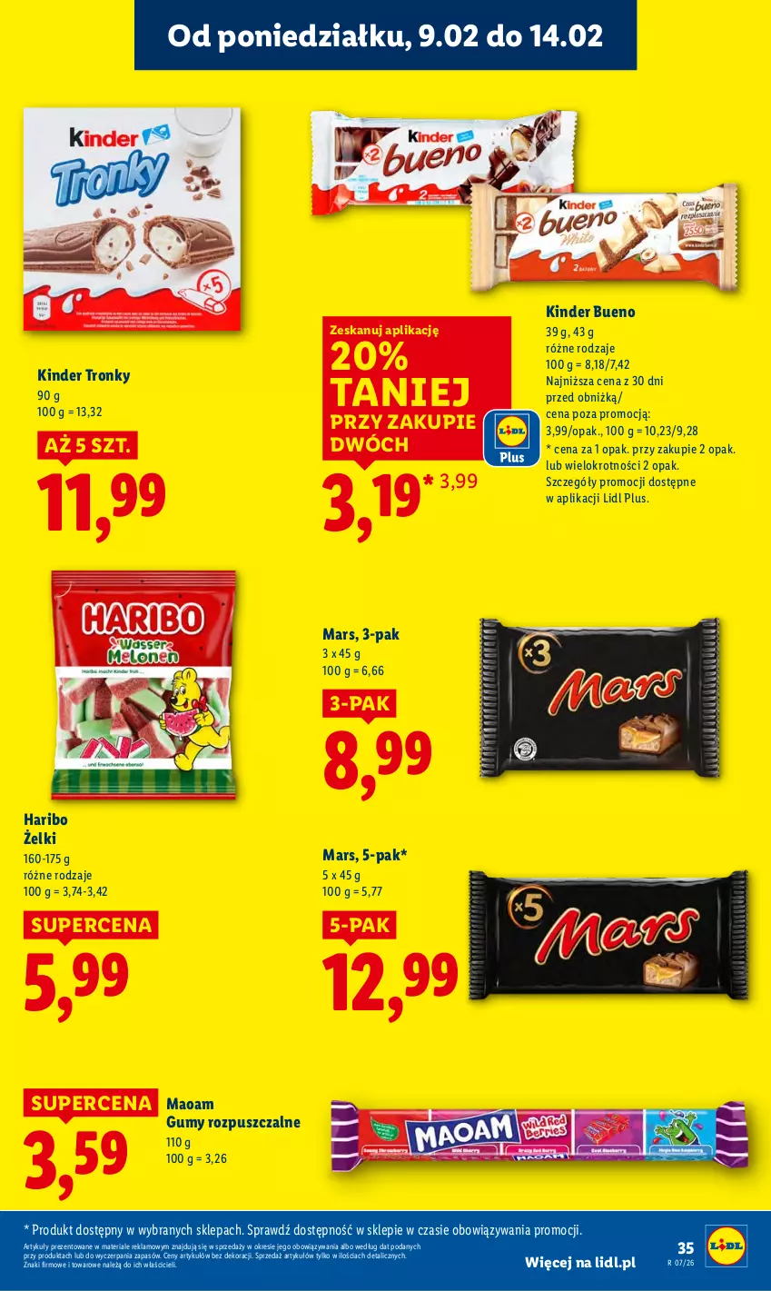 Gazetka promocyjna Lidl - GAZETKA - ważna 09.02 do 11.02.2026 - strona 35 - produkty: Haribo, Kinder, Kinder Bueno, Mars