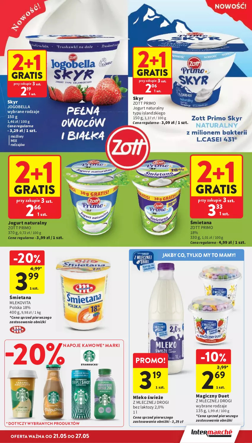Gazetka promocyjna Intermarche - Gazetka promocyjna - ważna 21.05 do 27.05.2026 - strona 23 - produkty: Bell, Bella, Gra, Isla, Jogobella, Jogurt, Jogurt naturalny, Mleko, Mlekovita, Napoje, Zott, Zott Primo