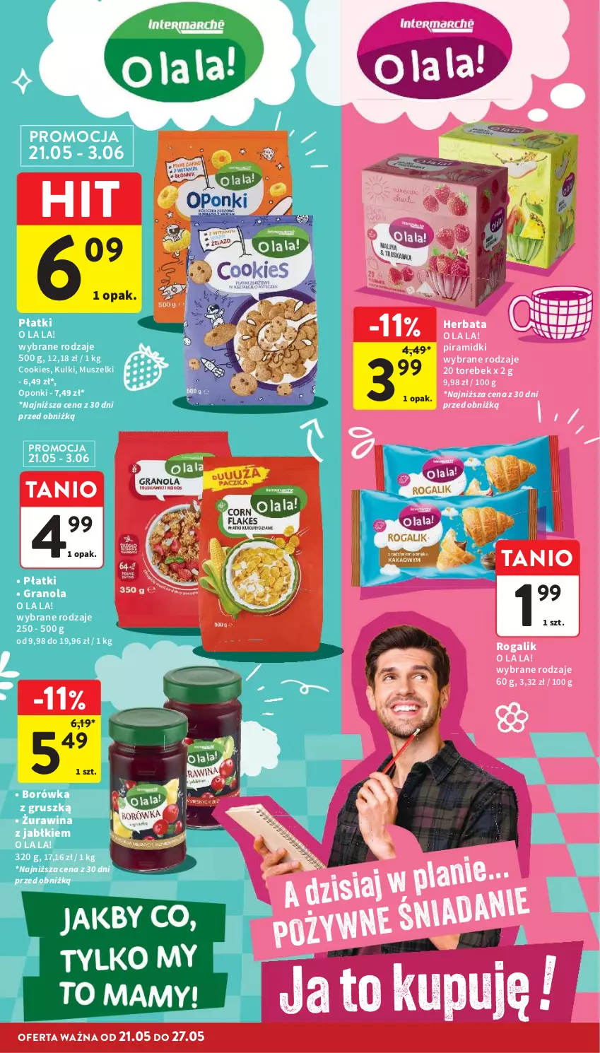 Gazetka promocyjna Intermarche - Gazetka promocyjna - ważna 21.05 do 27.05.2026 - strona 28 - produkty: Borówka, Gra, Granola, Herbata, Mus, Rogal