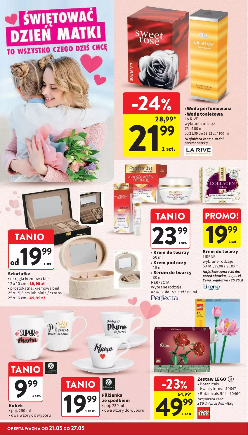Gazetka promocyjna Intermarche - Gazetka promocyjna - ważna 21.05 do 27.05.2026 - strona 8 - produkty: Filiżanka, Krem do twarzy, Krem pod oczy, Kubek, La Rive, LEGO, Lirene, Perfecta, Perfum, Rum, Ser, Serum, Serum do twarzy, Szkatułka, Woda, Woda perfumowana, Woda toaletowa