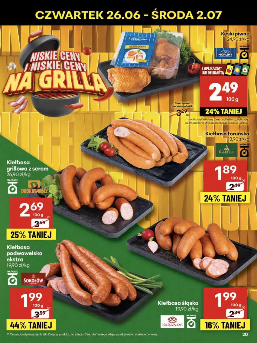 Gazetka promocyjna Delikatesy Centrum - Franczyza DC26 Czwartek - ważna 26.06 do 02.07.2025 - strona 20 - produkty: Grill, Kiełbasa, Kiełbasa podwawelska, Ser, Wawel