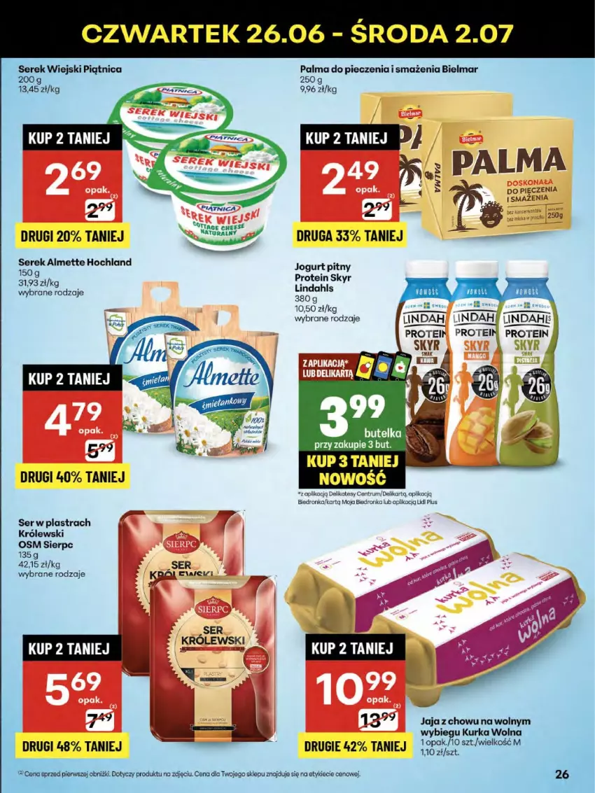 Gazetka promocyjna Delikatesy Centrum - Franczyza DC26 Czwartek - ważna 26.06 do 02.07.2025 - strona 26 - produkty: Almette, Hochland, Jaja, Koc, Królewski, Palma, Piątnica, Piec, Rum, Ser, Serek, Serek wiejski
