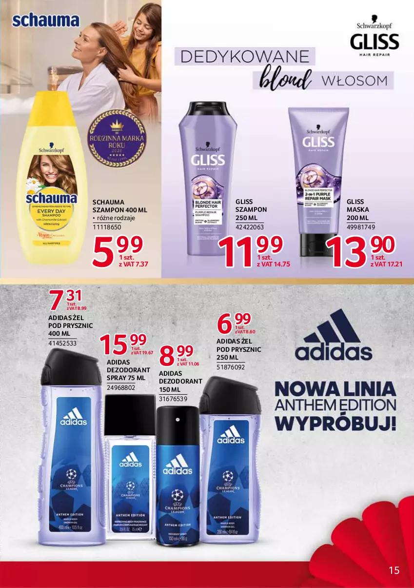 Gazetka promocyjna Selgros - Debiuty w Selgros - ważna 11.03 do 24.03.2021 - strona 15 - produkty: Adidas, Dezodorant, Maska, Schauma, Szampon