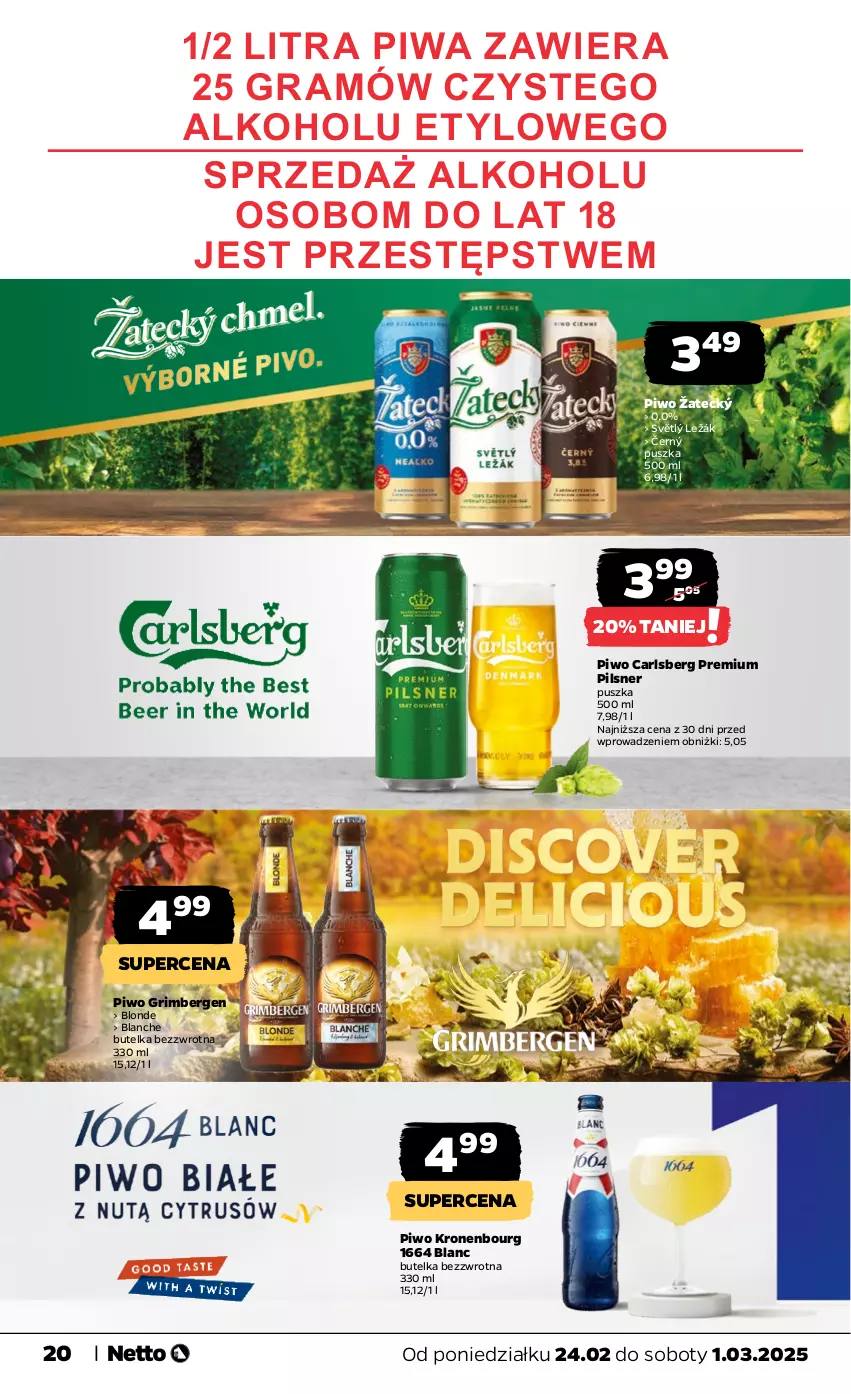 Gazetka promocyjna Netto - Od Poniedziałku - ważna 24.02 do 01.03.2025 - strona 20 - produkty: Carlsberg, Gra, Piwa, Piwo