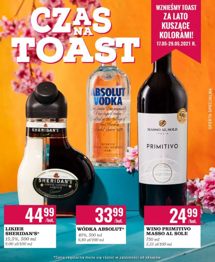 Gazetka promocyjna Biedronka - Czas na Toast - ważna 17.05 do 29.05.2021 - strona 1 - produkty: Absolut, Fa, Likier, Sheridan's, Wino, Wódka