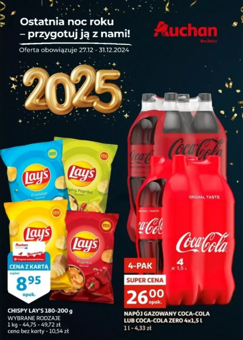 Gazetka promocyjna Auchan - ważna 27.12 do 31.12.2024 - strona 1 - produkty: Coca-Cola, Gin, Napój, Napój gazowany