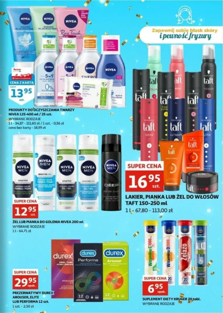 Gazetka promocyjna Auchan - ważna 27.12 do 31.12.2024 - strona 11 - produkty: Durex, Lakier, Nivea, Pianka do golenia, Prezerwatyw, Suplement diety, Taft