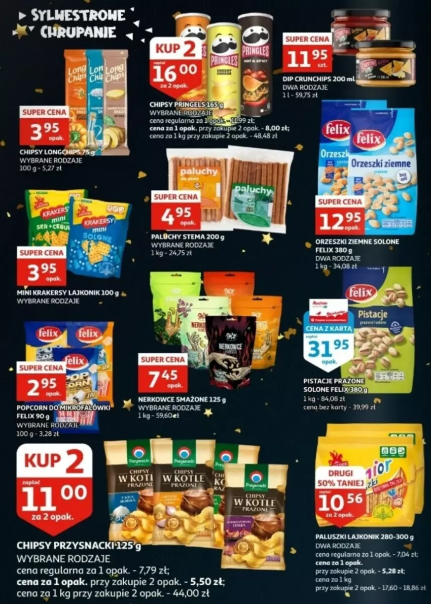 Gazetka promocyjna Auchan - ważna 27.12 do 31.12.2024 - strona 12 - produkty: Chipsy, Crunchips, Fa, Felix, Krakersy, Lajkonik, LG, Pistacje, Popcorn