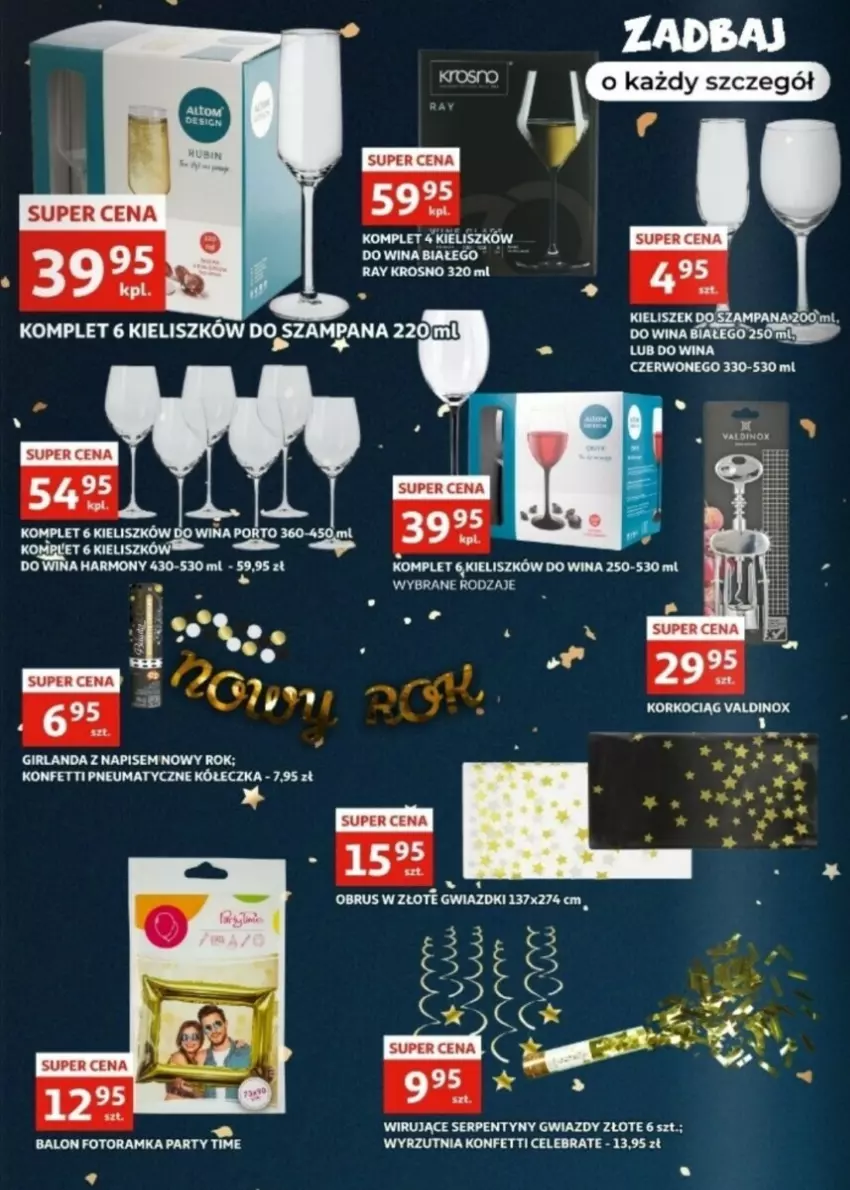 Gazetka promocyjna Auchan - ważna 27.12 do 31.12.2024 - strona 23 - produkty: Girlanda, Kieliszek, Koc, Korkociąg, Obrus, Por, Ramka, Ser, Wyrzutnia