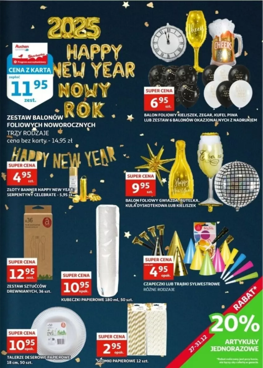 Gazetka promocyjna Auchan - ważna 27.12 do 31.12.2024 - strona 24 - produkty: Deser, Gwiazda, Kieliszek, Kotek, Papier, Piwa, Ser, Talerz, Zegar