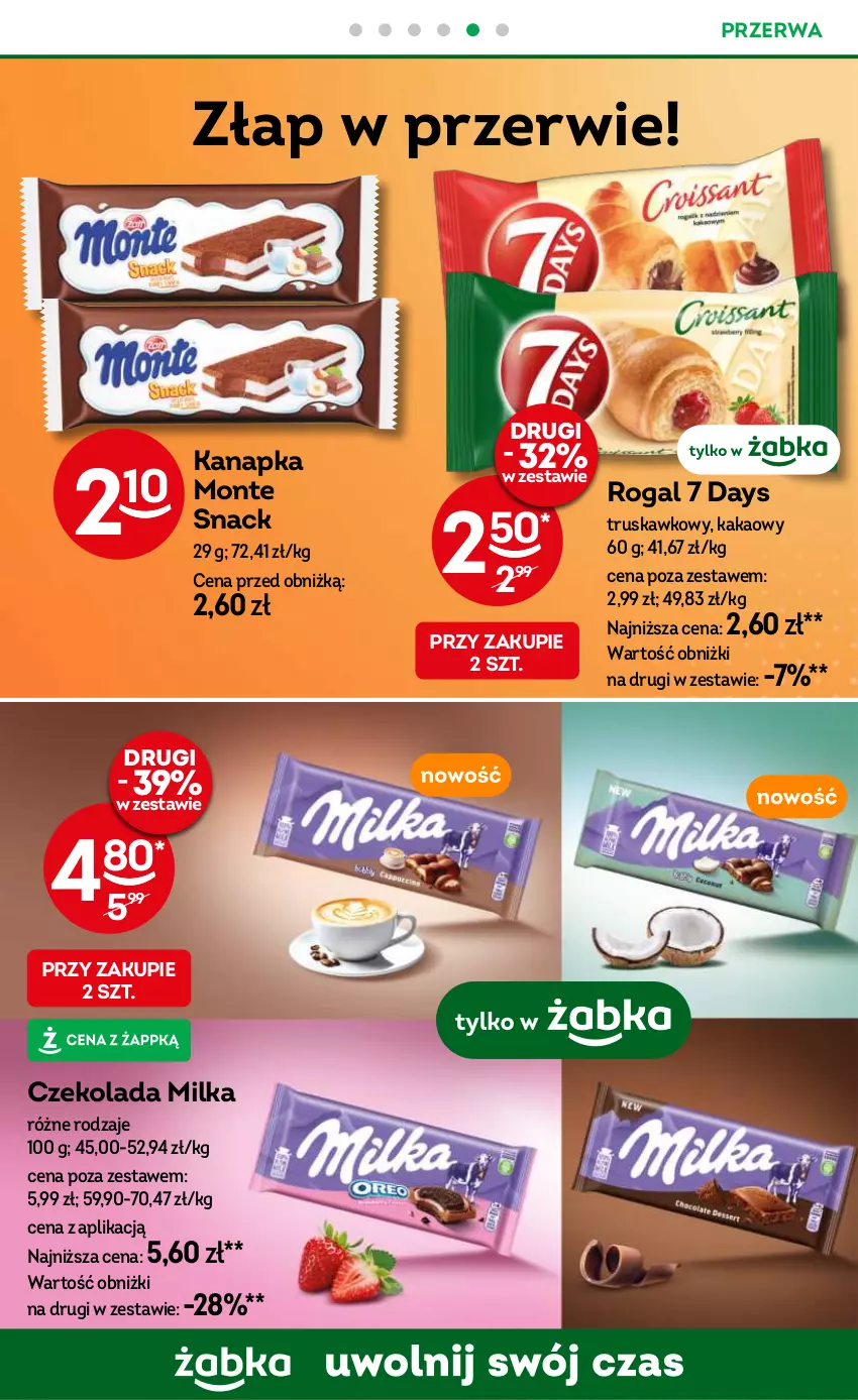 Gazetka promocyjna Żabka - ważna 19.06 do 02.07.2024 - strona 58 - produkty: 7 Days, Czekolada, Kakao, Milka, Monte, Rogal