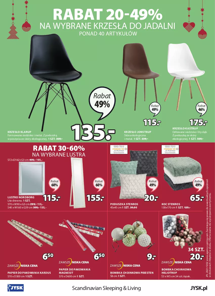 Gazetka promocyjna Jysk - Oferta tygodnia - ważna 08.12 do 23.12.2021 - strona 25 - produkty: Helio, Koc, Krzesło, Lustro, Papier, Papier do pakowania, Poduszka, Siedzisko