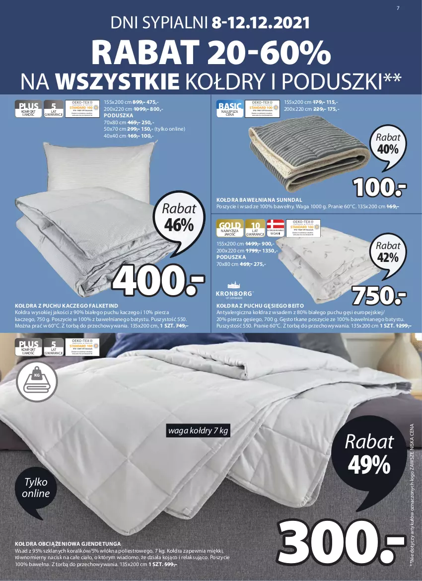 Gazetka promocyjna Jysk - Oferta tygodnia - ważna 08.12 do 23.12.2021 - strona 8 - produkty: Fa, Kołdra, Kołdra z puchu, Poduszka, Sok, Waga, Wełna