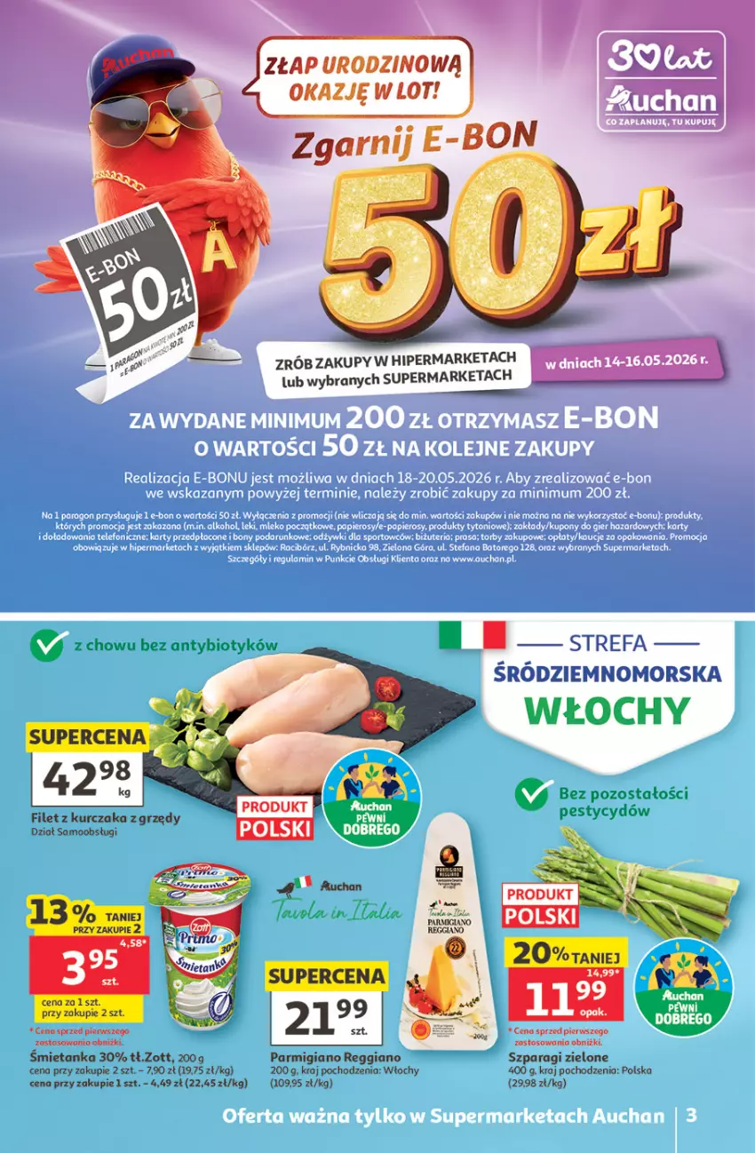 Gazetka promocyjna Auchan - 30 Lat Supermarket - ważna 14.05 do 20.05.2026 - strona 3 - produkty: Kurczak, Zott