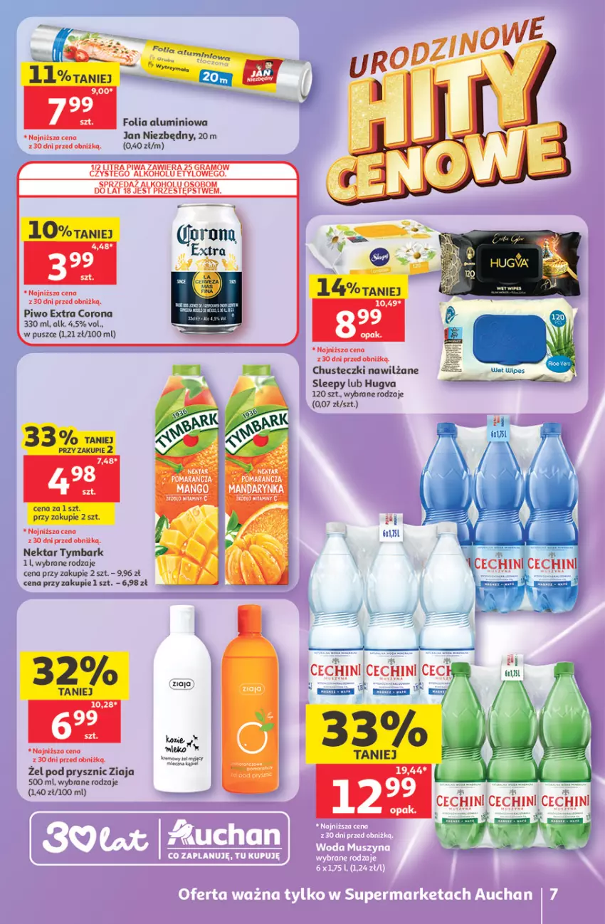 Gazetka promocyjna Auchan - 30 Lat Supermarket - ważna 14.05 do 20.05.2026 - strona 7 - produkty: Chusteczki, Folia aluminiowa, Gra, Jan Niezbędny, Mango, Nektar, Piwa, Piwo, Tymbark, Ziaja