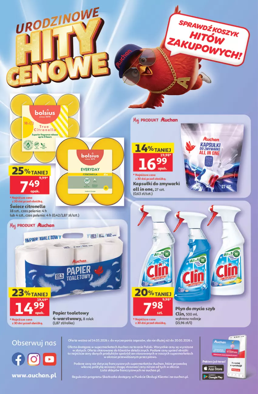 Gazetka promocyjna Auchan - 30 Lat Supermarket - ważna 14.05 do 20.05.2026 - strona 8 - produkty: Clin, Fa, Gra, Papier, Papier toaletowy, Płyn do mycia, Zmywarki