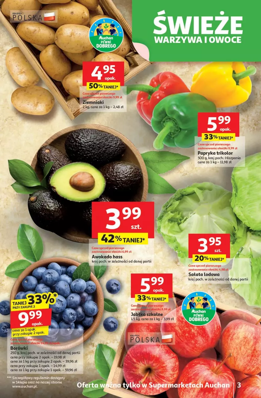 Gazetka promocyjna Auchan - Pewność niskich cen Supermarket - ważna 30.10 do 05.11.2025 - strona 3 - produkty: LANA, Papryka, Sałat, Sałata lodowa, Ziemniaki