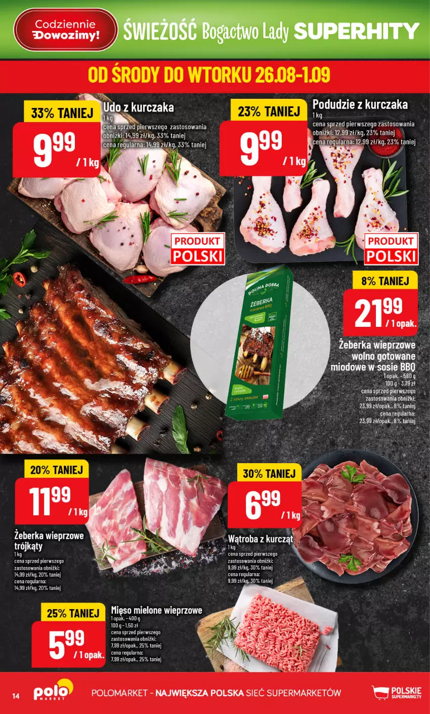Gazetka promocyjna PoloMarket - Gazetka POLOmarket - ważna 26.08 do 01.09.2026 - strona 14 - produkty: Kurczak, Mięso, Mięso mielone, Podudzie z kurczaka, Sos