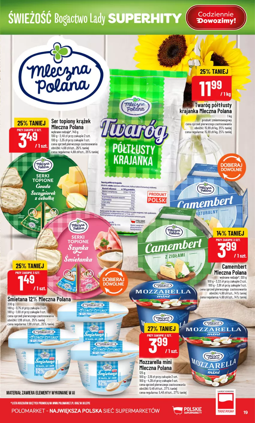 Gazetka promocyjna PoloMarket - Gazetka POLOmarket - ważna 26.08 do 01.09.2026 - strona 19 - produkty: Camembert, LANA, Laur, Mozzarella, Ser, Ser topiony, Top, Twaróg