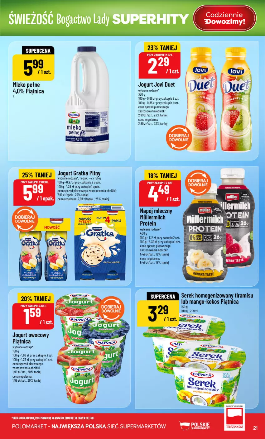 Gazetka promocyjna PoloMarket - Gazetka POLOmarket - ważna 26.08 do 01.09.2026 - strona 21 - produkty: Gra, Jogurt, Jogurt owocowy, Kokos, Mango, Mleko, Napój, Napój mleczny, Piątnica, Ser, Serek, Serek homogenizowany