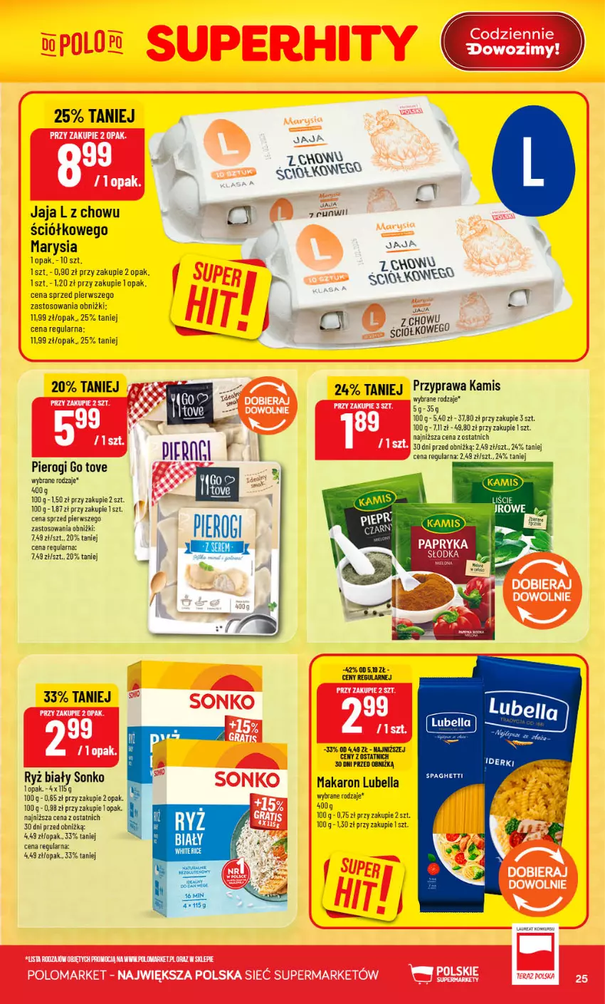 Gazetka promocyjna PoloMarket - Gazetka POLOmarket - ważna 26.08 do 01.09.2026 - strona 25 - produkty: Bell, Bella, Jaja, Kamis, Laur, Lubella, Makaron, Pierogi, Ryż, Ryż biały, Sonko, Spaghetti