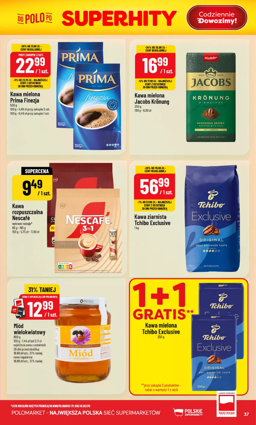Gazetka promocyjna PoloMarket - Gazetka POLOmarket - ważna 26.08 do 01.09.2026 - strona 37 - produkty: Gin, Jacobs, Kawa, Kawa mielona, Kawa rozpuszczalna, Kawa ziarnista, Miód, Prima, Tchibo