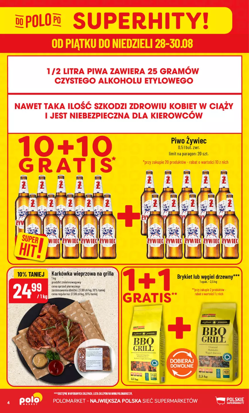 Gazetka promocyjna PoloMarket - Gazetka POLOmarket - ważna 26.08 do 01.09.2026 - strona 4 - produkty: Grill, Karkówka wieprzowa, Piwo, Węgiel drzewny