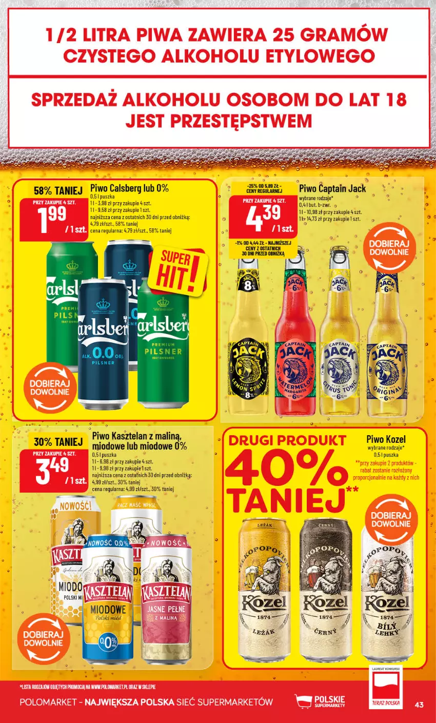 Gazetka promocyjna PoloMarket - Gazetka POLOmarket - ważna 26.08 do 01.09.2026 - strona 43 - produkty: Captain Jack, Kasztelan, Kozel, Miód, Piwo
