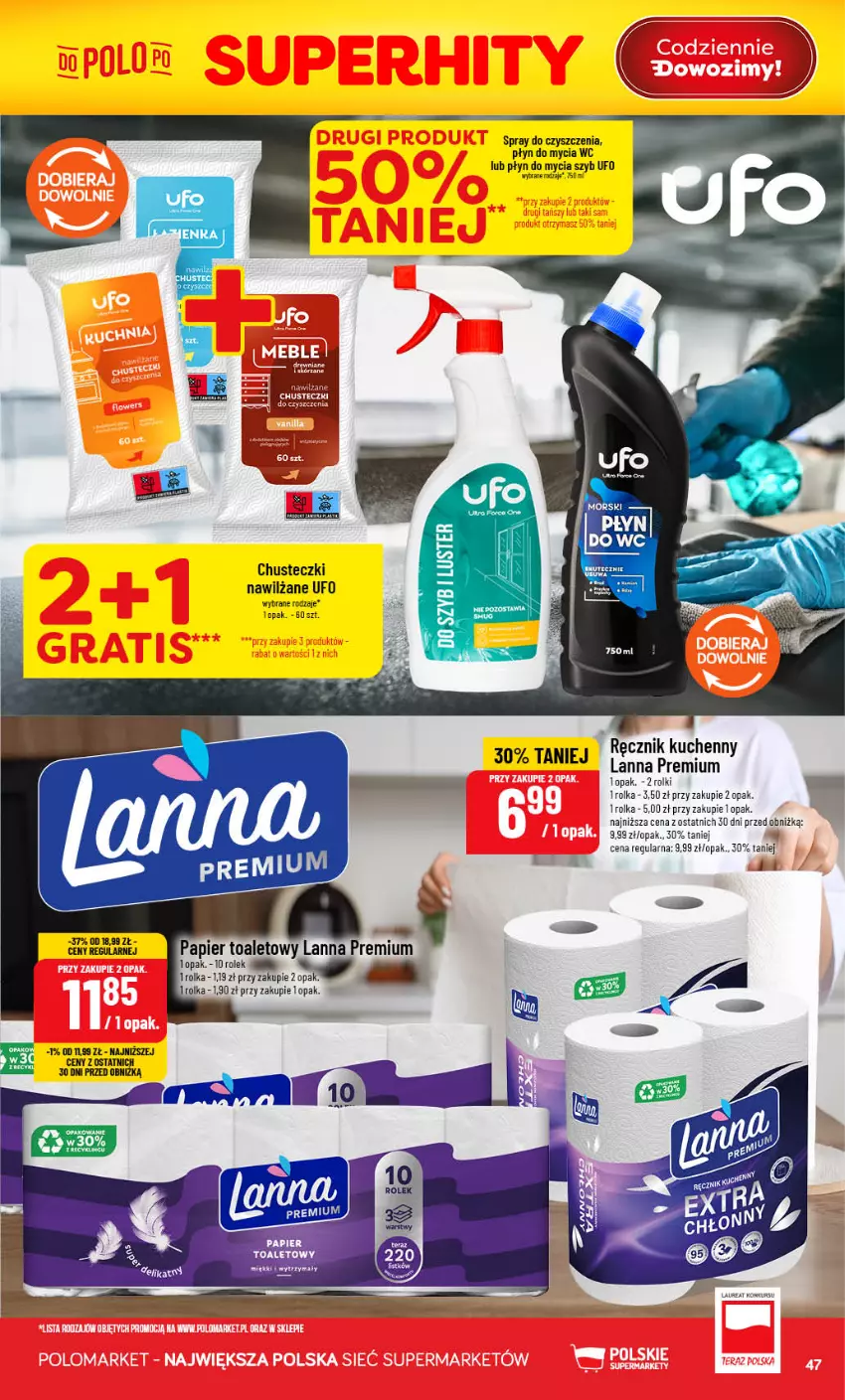 Gazetka promocyjna PoloMarket - Gazetka POLOmarket - ważna 26.08 do 01.09.2026 - strona 47 - produkty: Chusteczki, Papier, Papier toaletowy, Płyn do mycia, Ręcznik, Ręcznik kuchenny, Rolki, Spray do czyszczenia, Tran
