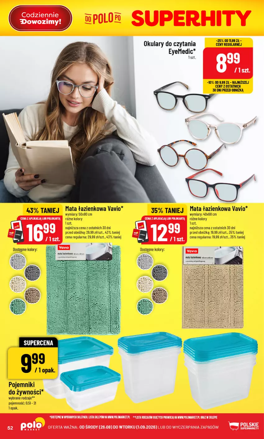 Gazetka promocyjna PoloMarket - Gazetka POLOmarket - ważna 26.08 do 01.09.2026 - strona 52 - produkty: Mata łazienkowa, Okulary do czytania, Pojemnik
