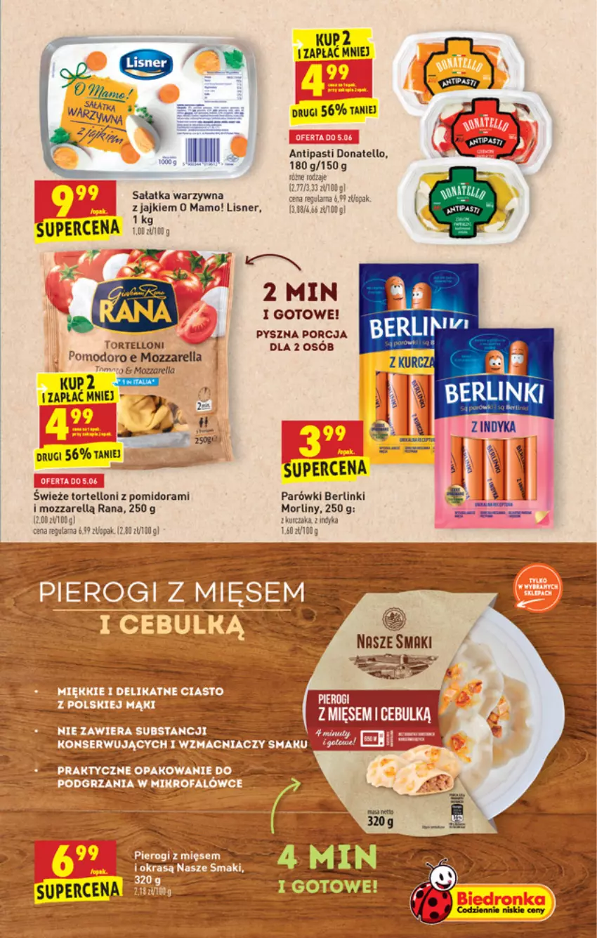 Gazetka promocyjna Biedronka - Długi weekend - ważna 02.06 do 09.06.2021 - strona 41 - produkty: Berlinki, Lisner, Morliny, Mozzarella, Parówki, Por, Sałat, Sałatka, Sałatka warzywna, Tortelloni