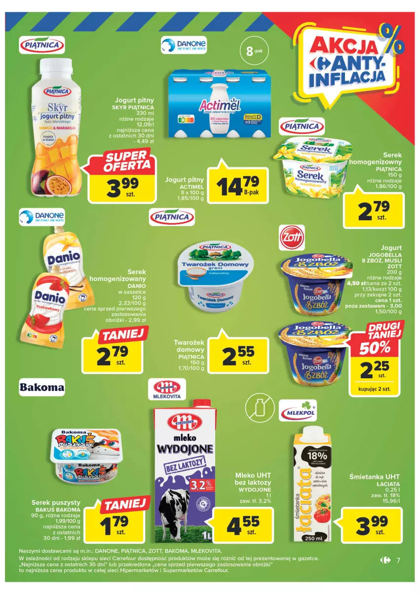 Gazetka promocyjna Carrefour - Gazetka Targ świeżości - ważna 30.01 do 04.02.2023 - strona 8 - produkty: Bakoma, Danone, Isla, Jogurt, Jogurt pitny