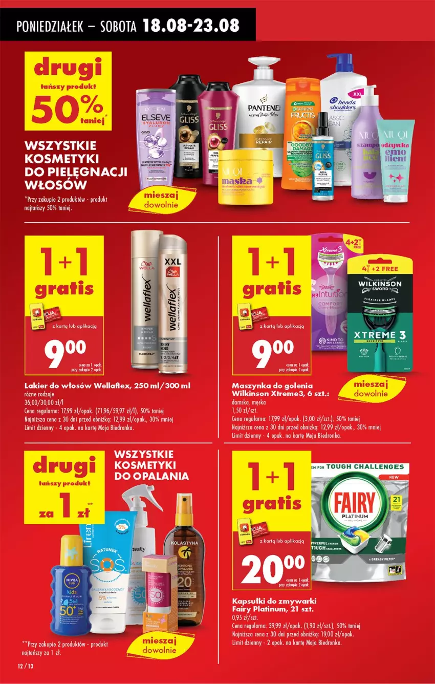 Gazetka promocyjna Biedronka - Od Poniedziałku - ważna 18.08 do 23.08.2025 - strona 14 - produkty: Fa, Fairy, Lakier, Lakier do włosów, Maszynka, Maszynka do golenia, Szynka, Wella, Zmywarki