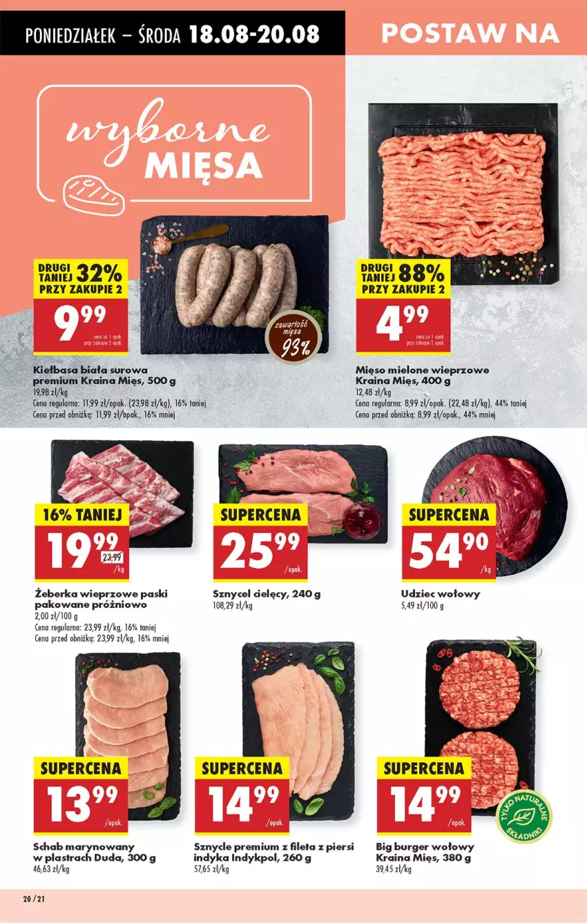 Gazetka promocyjna Biedronka - Od Poniedziałku - ważna 18.08 do 23.08.2025 - strona 24 - produkty: Burger, Duda, Kiełbasa, Mięso, Mięso mielone, Udziec wołowy