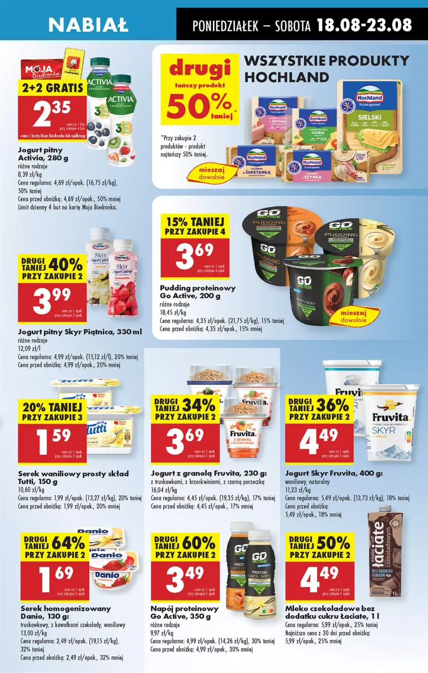 Gazetka promocyjna Biedronka - Od Poniedziałku - ważna 18.08 do 23.08.2025 - strona 35 - produkty: Activia, Danio, Fa, Gra, Hochland, Inka, Jogurt, Jogurt pitny, Kawa, LG, Mleko, Por, Pudding, Pur, Ser, Serek, Serek homogenizowany