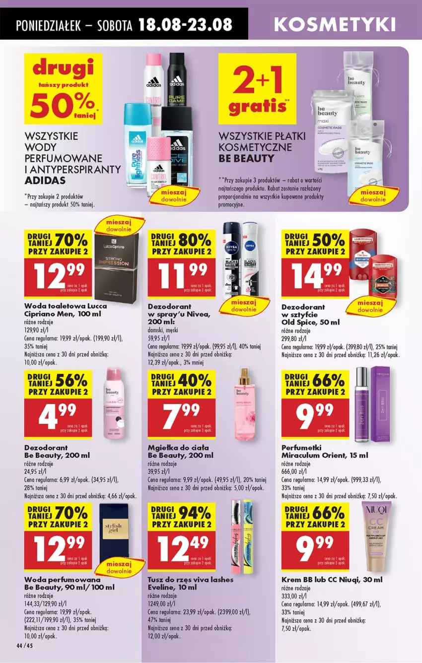 Gazetka promocyjna Biedronka - Od Poniedziałku - ważna 18.08 do 23.08.2025 - strona 54 - produkty: Adidas, Antyperspirant, Be Be, Dezodorant, Eveline, Gra, Krem bb, Niuqi, Nivea, Old Spice, Perfum, Por, Tusz, Woda, Woda perfumowana, Woda toaletowa