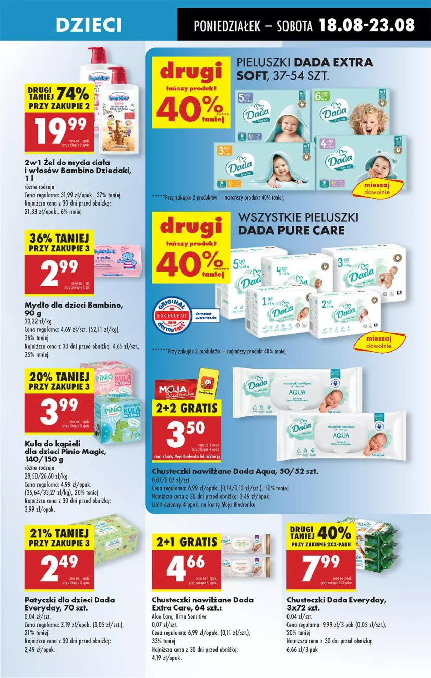 Gazetka promocyjna Biedronka - Od Poniedziałku - ważna 18.08 do 23.08.2025 - strona 63 - produkty: Chusteczki, Dada, Dzieci, Kula do kąpieli, Mydło