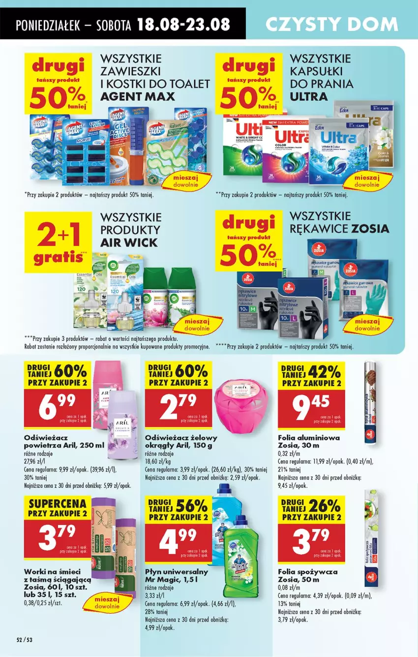 Gazetka promocyjna Biedronka - Od Poniedziałku - ważna 18.08 do 23.08.2025 - strona 64 - produkty: Air Wick, Fa, Folia aluminiowa, Kapsułki do prania, Odświeżacz powietrza, Por, Rękawice, Zawieszki