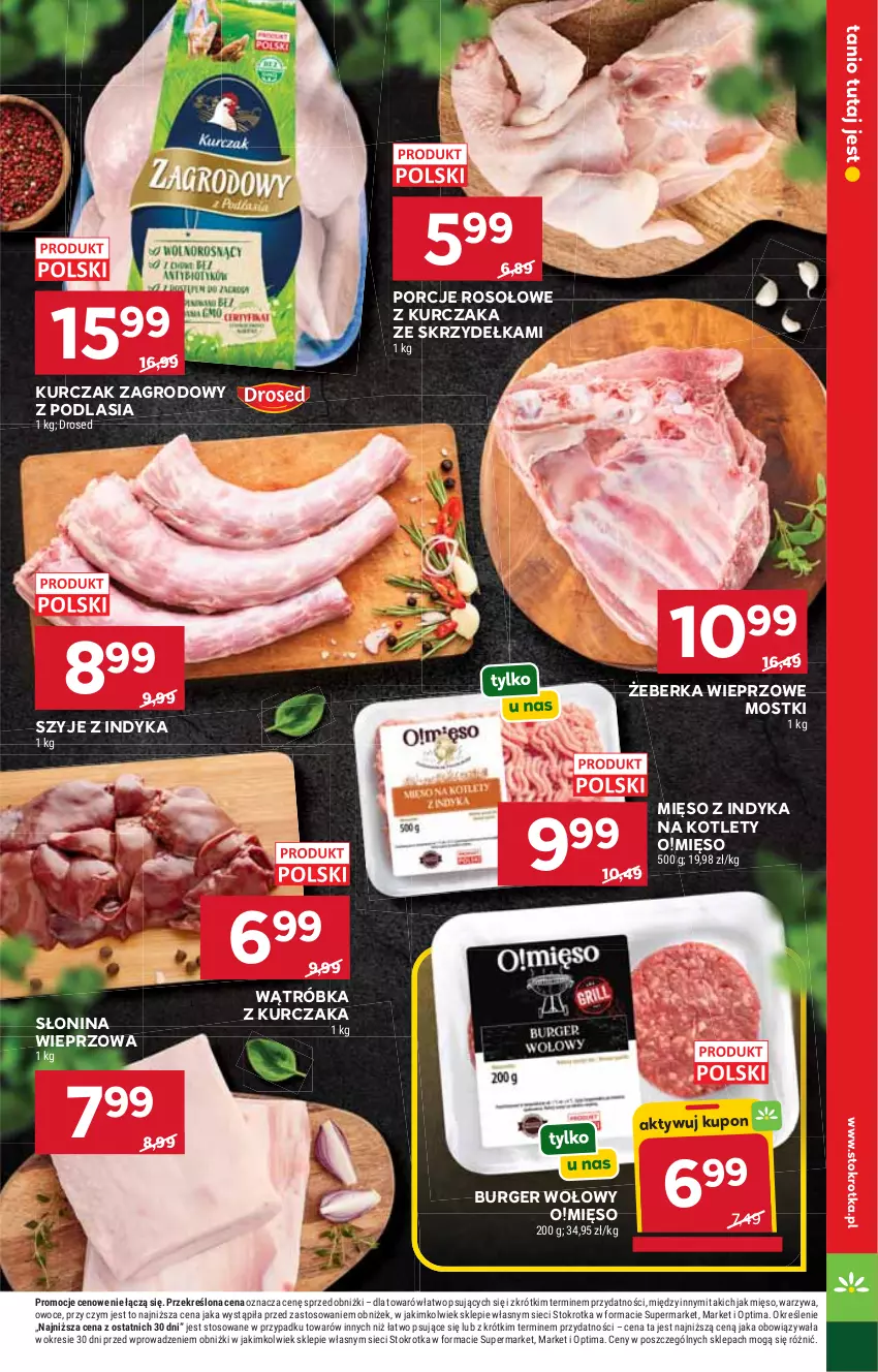 Gazetka promocyjna Stokrotka - Supermarket - ważna 20.08 do 26.08.2026 - strona 17 - produkty: Burger, Kotlet, Kurczak, Mięso, Mięso z indyka, Optima, Owoce, Por, Warzywa