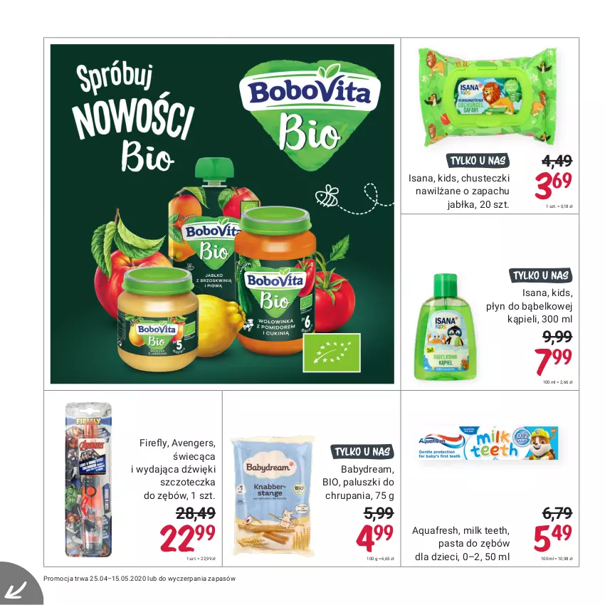 Gazetka promocyjna Rossmann - Maj I - ważna 25.04 do 15.05.2021 - strona 12 - produkty: Aquafresh, Avengers, Babydream, Chusteczki, Dzieci, Isana, Jabłka, Pasta do zębów, Szczoteczka, Szczoteczka do zębów