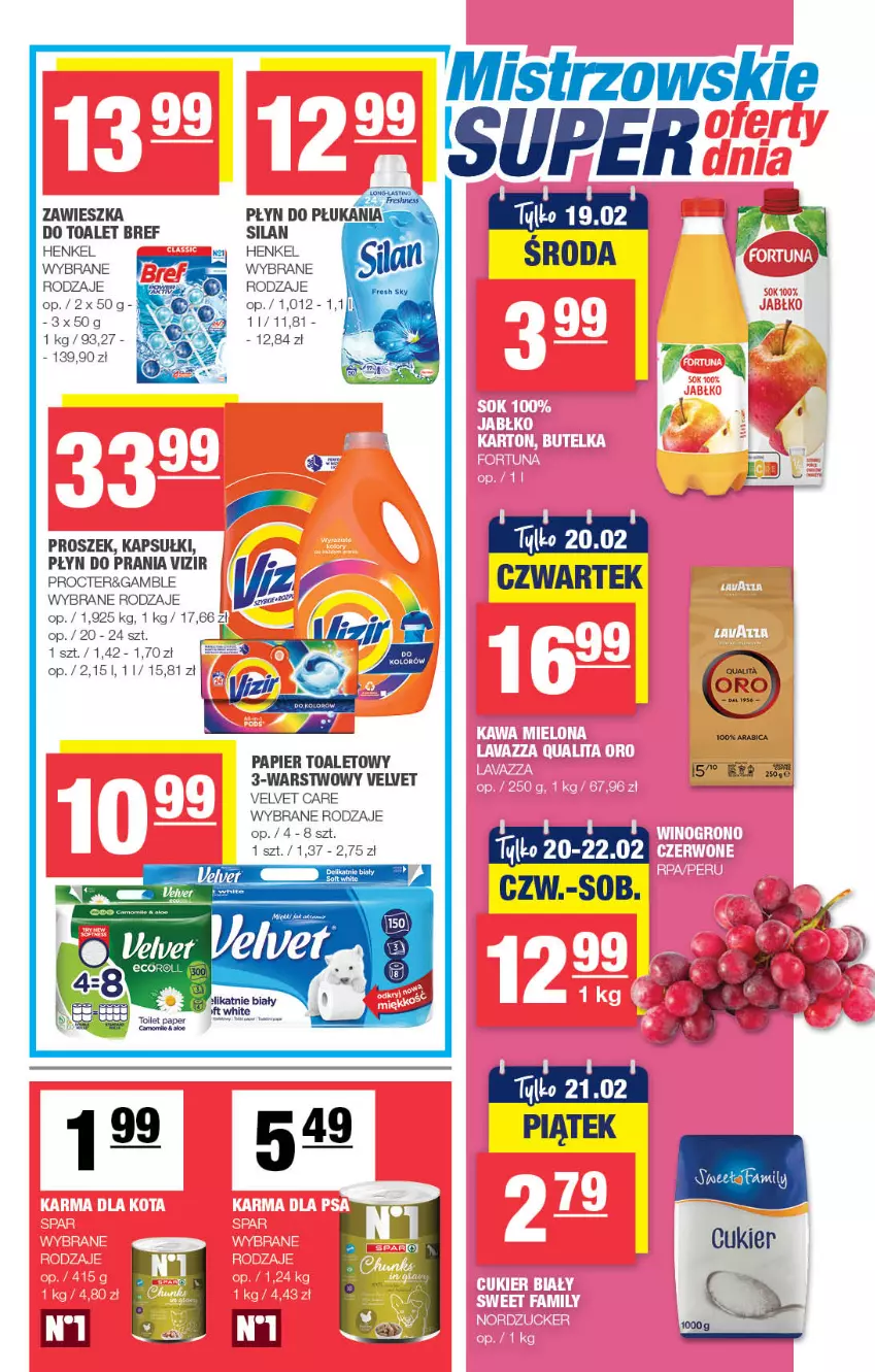 Gazetka promocyjna Spar - Spar - ważna 09.02 do 19.02.2025 - strona 7 - produkty: BIC, Bref, Cukier, Papier, Papier toaletowy, Płyn do prania, Silan, Tera, Velvet, Vizir