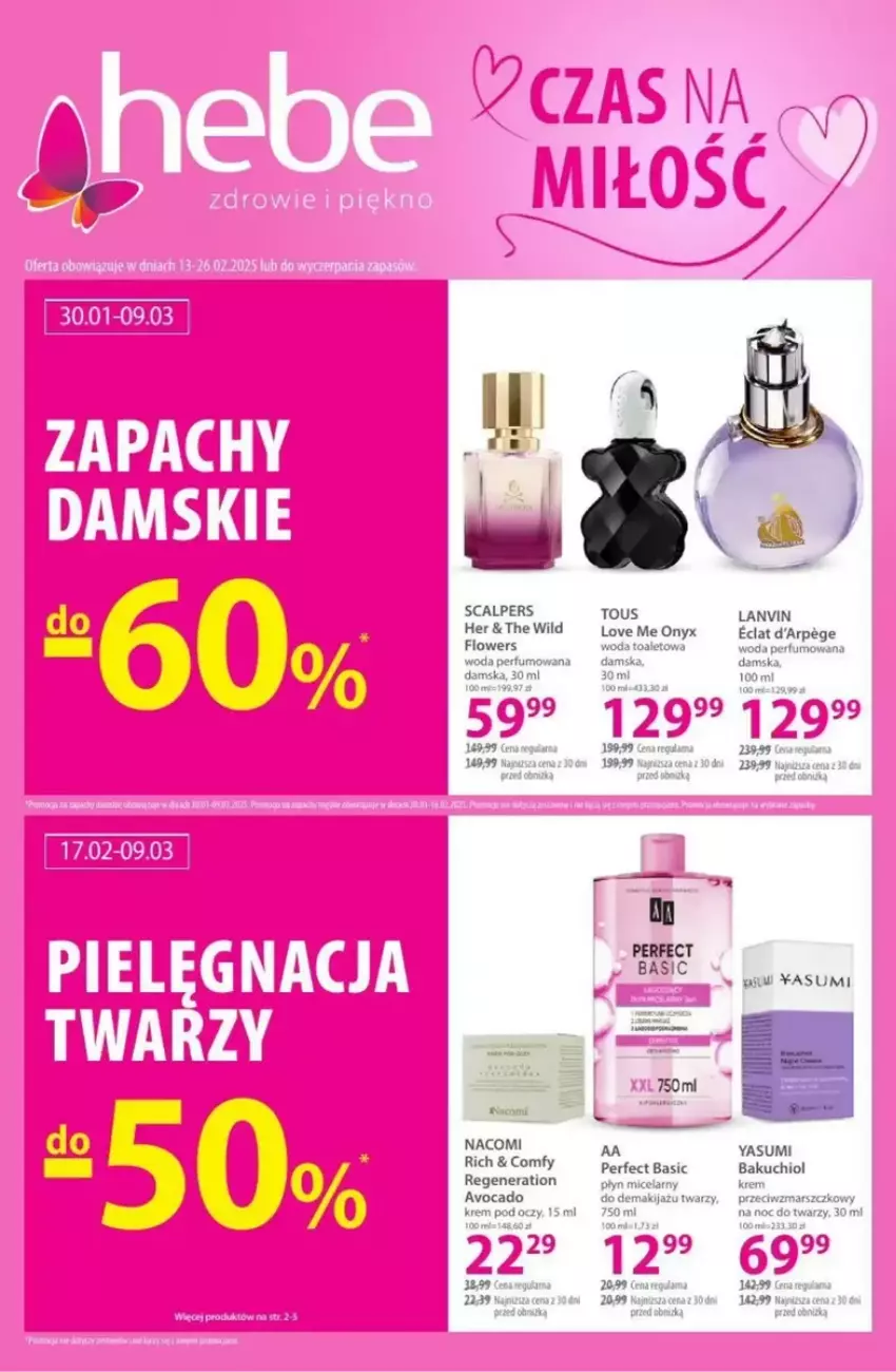 Gazetka promocyjna Hebe - ważna 13.02 do 26.02.2025 - strona 1 - produkty: Avocado, Eclat, Gala, Lanvin, Makijaż, Mars, Nacomi, Perfum, Płyn micelarny, Woda, Woda toaletowa, Zlew