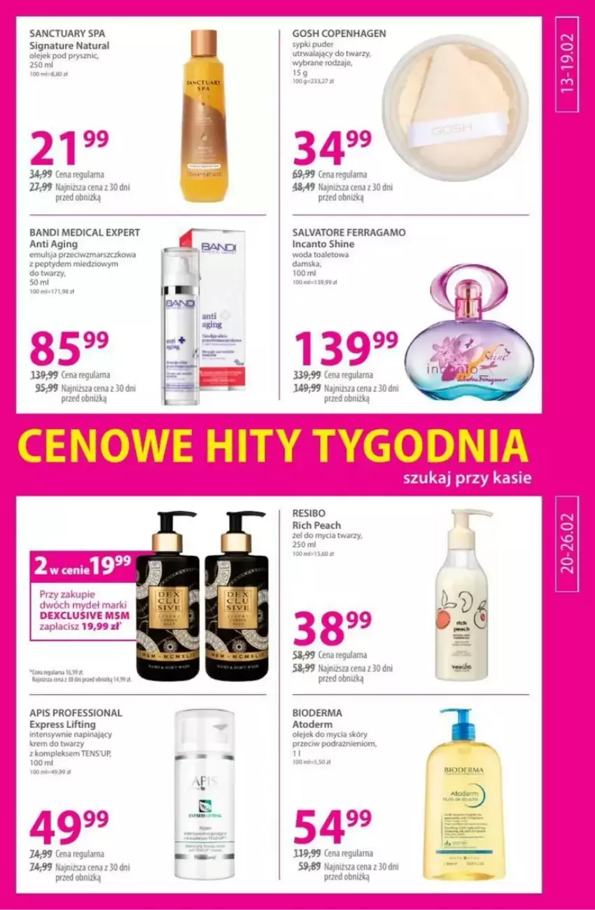 Gazetka promocyjna Hebe - ważna 13.02 do 26.02.2025 - strona 20 - produkty: Atoderm, Bandi, Bioderma, Emulsja, Fa, Gin, Gosh, Krem do twarzy, Mars, Olej, Olejek pod prysznic, Puder, Salvatore Ferragamo, Sanctuary Spa, Woda, Woda toaletowa