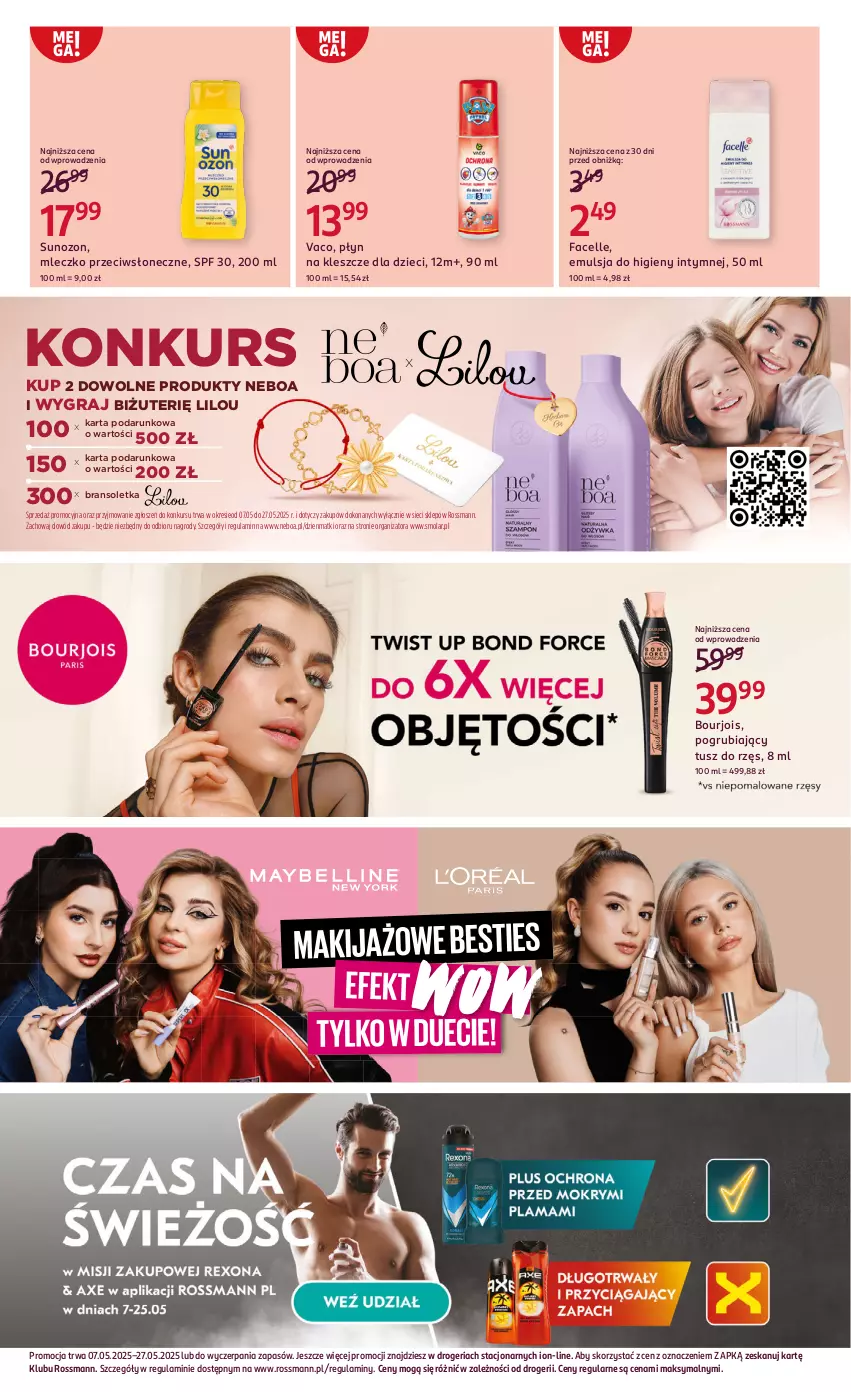 Gazetka promocyjna Rossmann - 7 maja - ważna 07.05 do 27.05.2025 - strona 14 - produkty: Bourjois, Bransoletka, Dzieci, Emulsja, Fa, Facelle, Gra, Mleczko, Mola, Tusz