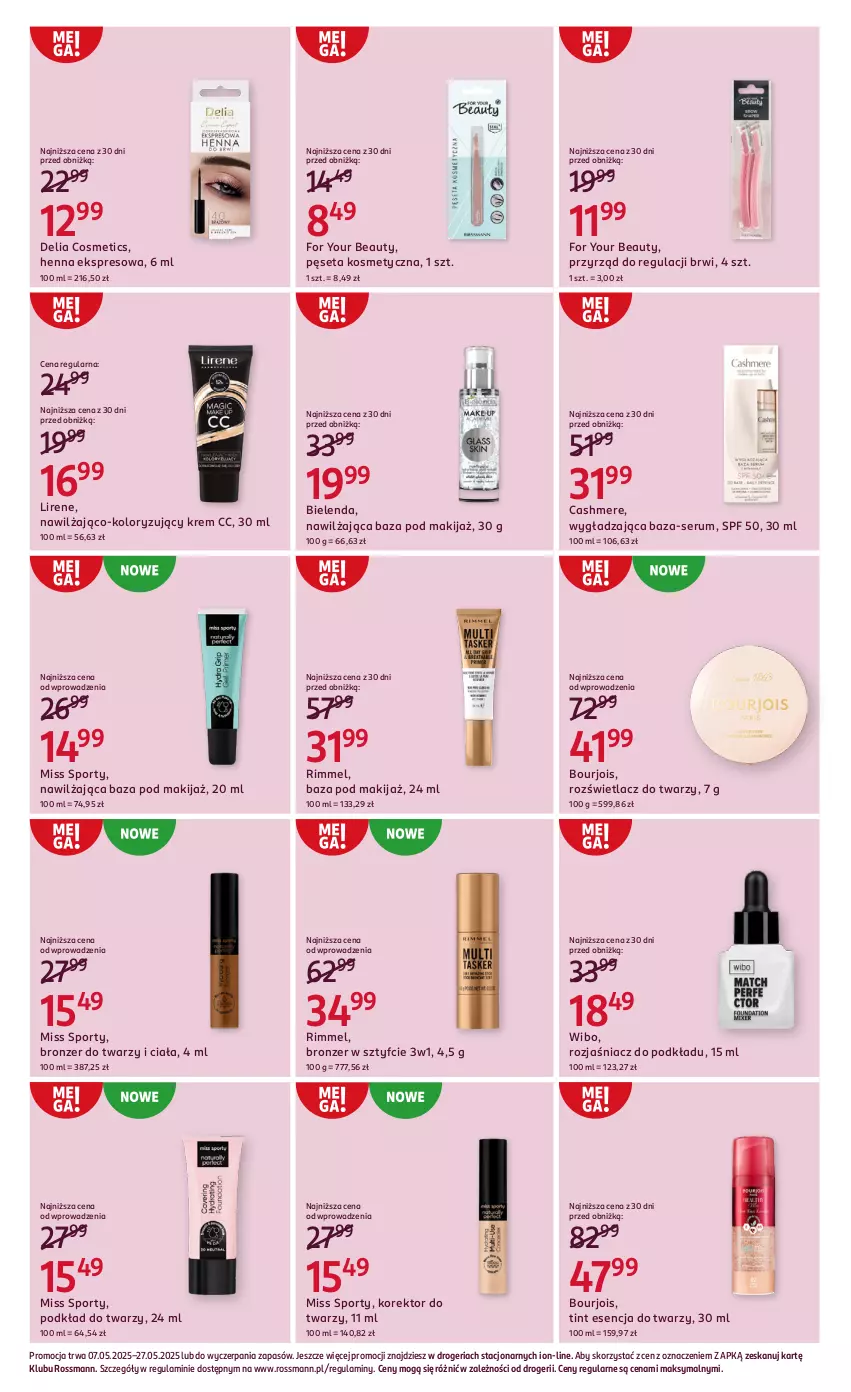 Gazetka promocyjna Rossmann - 7 maja - ważna 07.05 do 27.05.2025 - strona 6 - produkty: Bielenda, Bourjois, Bronzer, For Your Beauty, Korektor do twarzy, Lirene, Makijaż, Miss Sporty, Pęseta, Podkład, Podkład do twarzy, Por, Rozświetlacz, Rum, Ser, Serum, Sport, Wibo