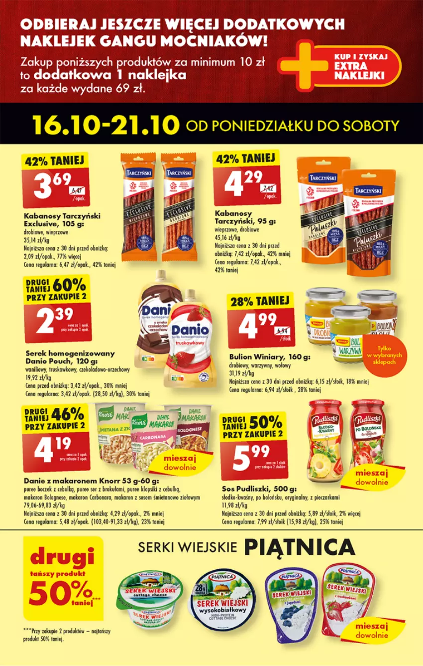 Gazetka promocyjna Biedronka - Od poniedzialku - ważna 16.10 do 21.10.2023 - strona 17 - produkty: Boczek, Fa, Gin, Kabanos, Knorr, Makaron, Makaron z sosem, Piec, Pieczarka, Pudliszki, Pur, Ser, Serek, Serek homogenizowany, Sos, Tarczyński, Winiary