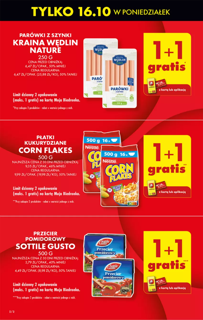 Gazetka promocyjna Biedronka - Od poniedzialku - ważna 16.10 do 21.10.2023 - strona 2 - produkty: Corn flakes, Gra, Olej, Parówki, Parówki z szynki