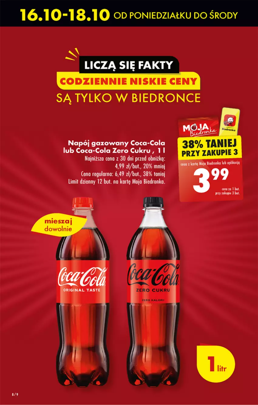 Gazetka promocyjna Biedronka - Od poniedzialku - ważna 16.10 do 21.10.2023 - strona 8 - produkty: Coca-Cola, LG, Napój, Napój gazowany